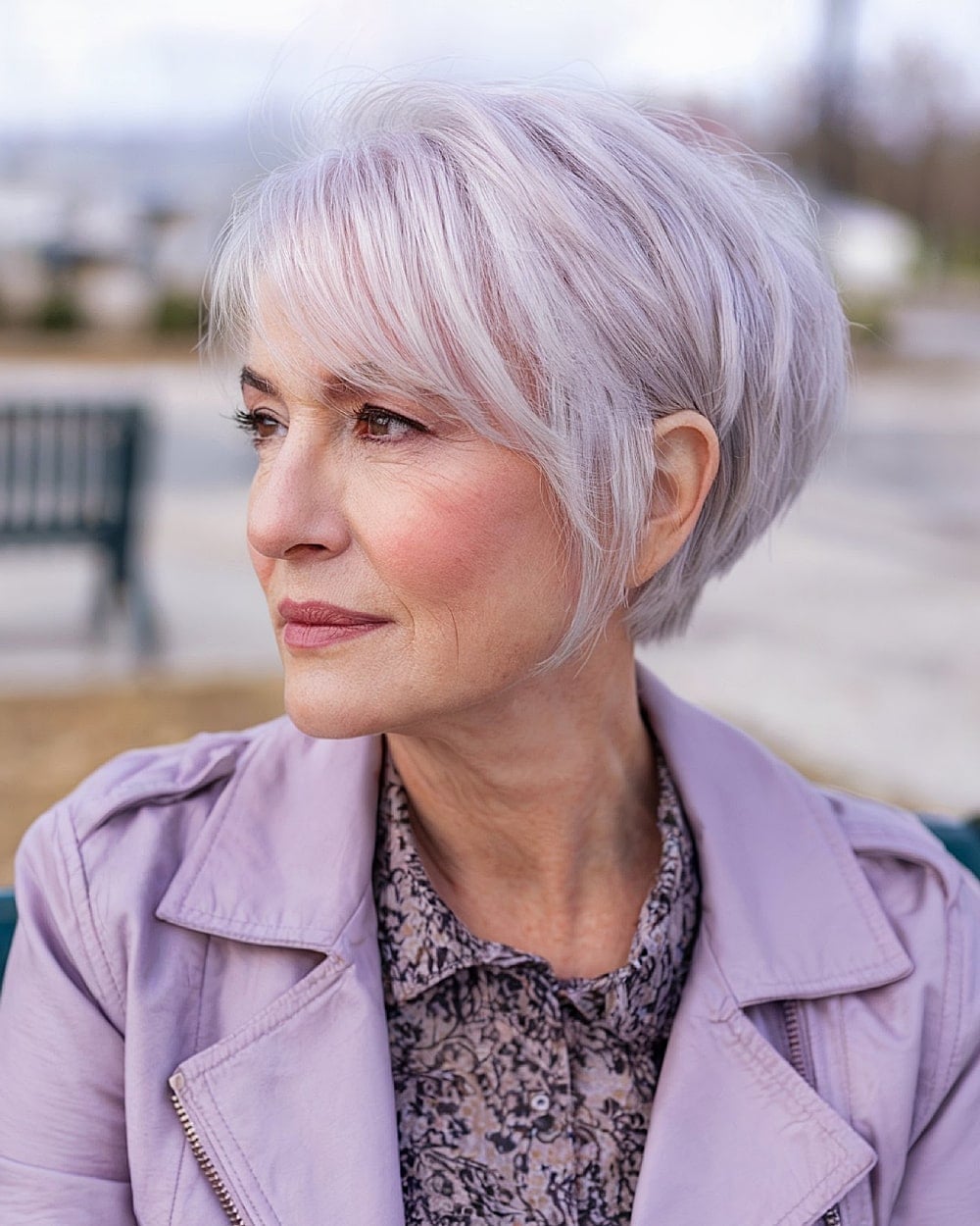Smooth Silver Bob With Tucked Ends Smooth Silver Bob With Tucked Ends — Haircuts for Older Women