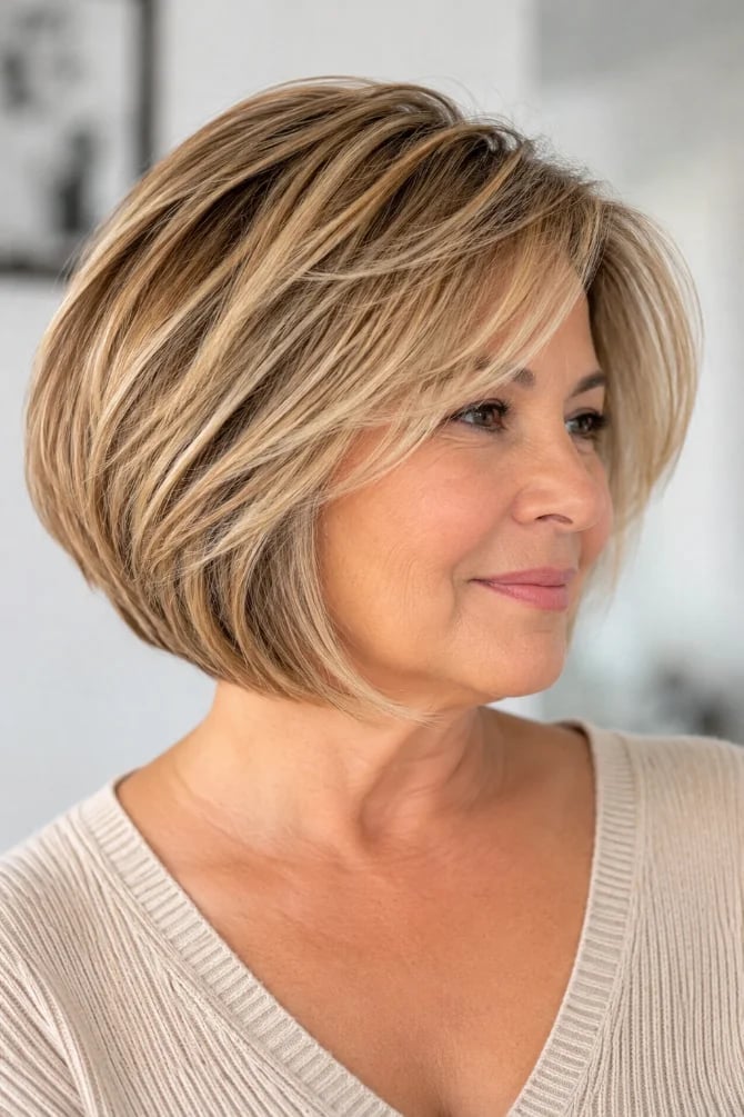 Layered Bob With Face-Framing Layers Layered Bob With Face-Framing Layers — Haircuts for Older Women
