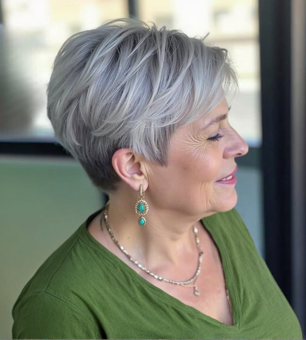 Layered Silver Gray Pixie Cut Layered Silver Gray Pixie Cut — Haircuts for Older Women