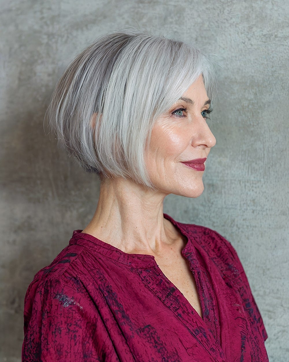 Textured Collarbone Bob With Silver Roots Textured Collarbone Bob With Silver Roots — Haircuts for Older Women