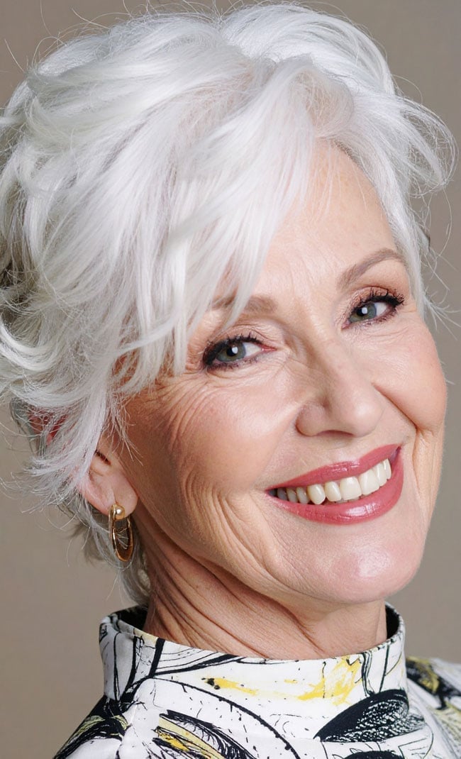 Short Silver Shag With Wispy Texture Short Silver Shag With Wispy Texture — Haircuts for Older Women