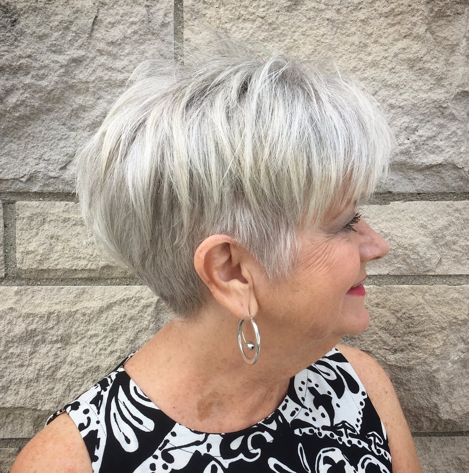 Textured Gray Pixie Bob, Ear Textured Gray Pixie Bob, Ear — Haircuts for Older Women