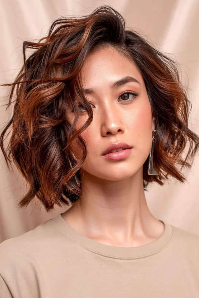 Chin Length Wavy Bob With Auburn Undertones Chin Length Wavy Bob With Auburn Undertones — Haircuts for Wavy Hair