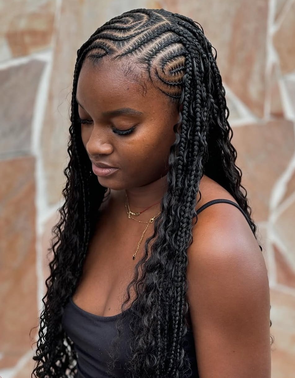 Long Fulani Braids With Curly Ends Long Fulani Braids With Curly Ends — Hairstyles for Black Women Braids