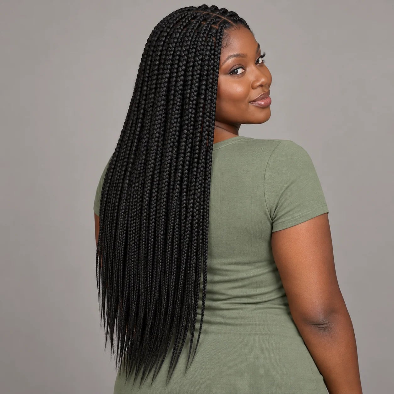 Mid-Back Jet Black Knotless Braids Mid-Back Jet Black Knotless Braids — Hairstyles for Black Women Braids