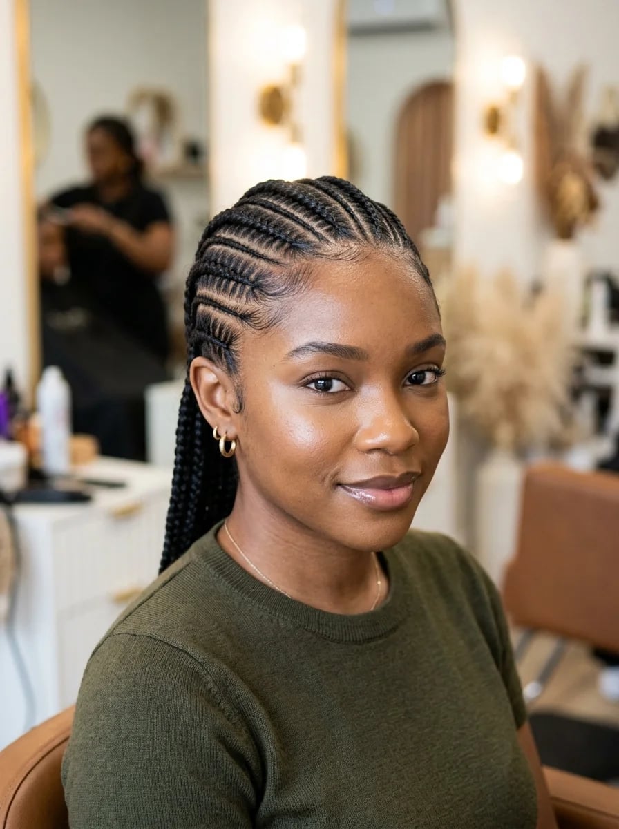 Mid-Back Cornrows Into Braids Mid-Back Cornrows Into Braids — Hairstyles for Black Women Braids
