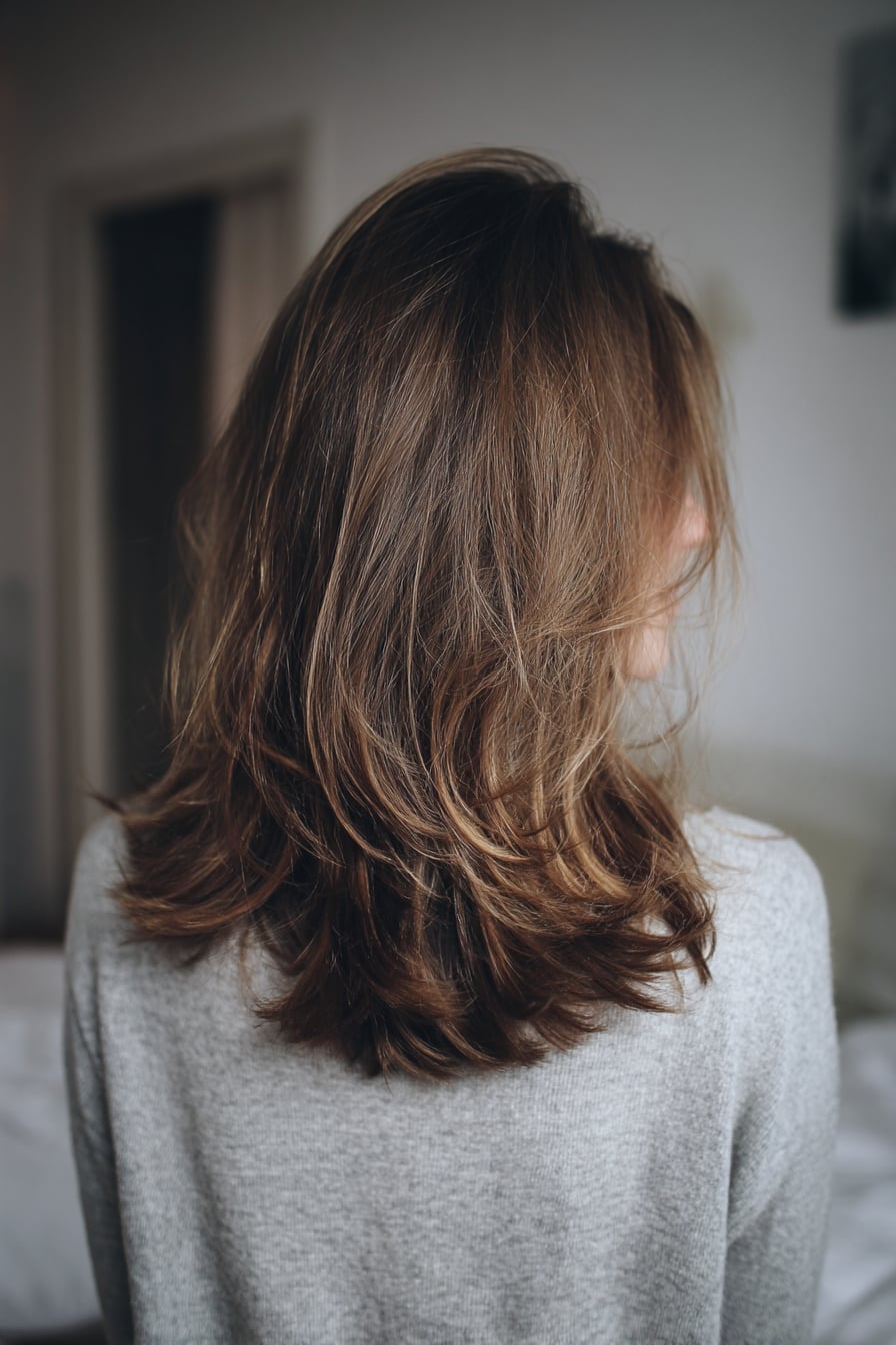 Mid-Back Hair With Long Textured Layers — Hairstyles for Thinning Hair