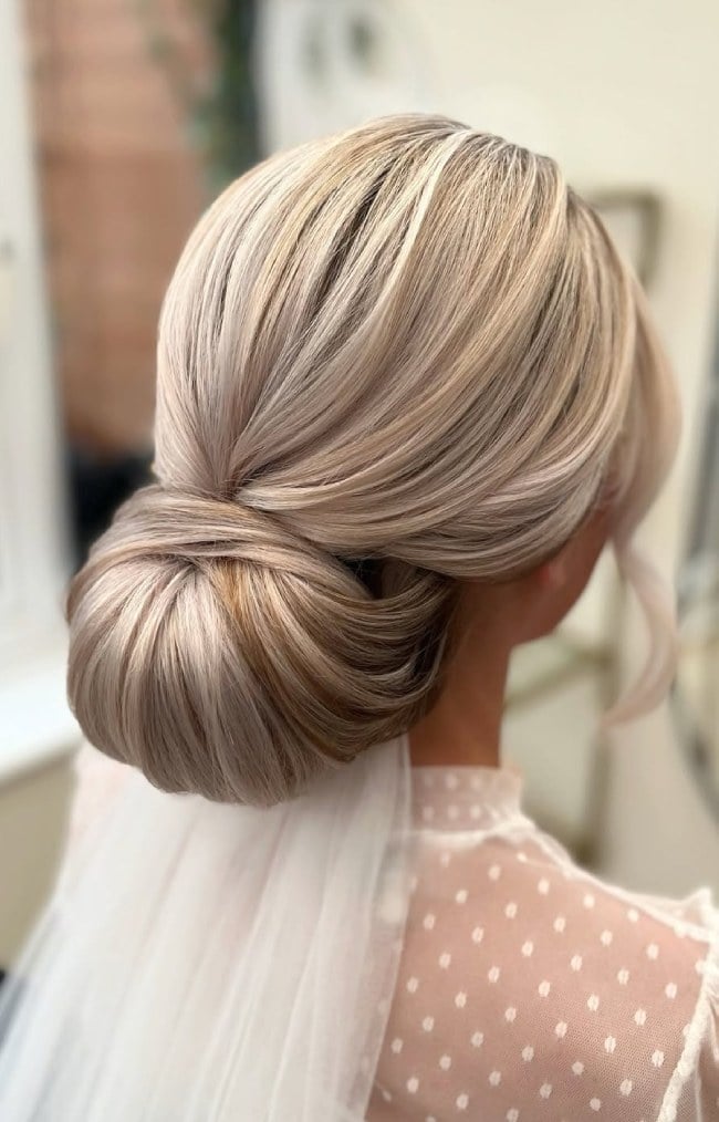 Ash Blonde Smooth Chignon Ash Blonde Smooth Chignon — Hairstyles for Wedding