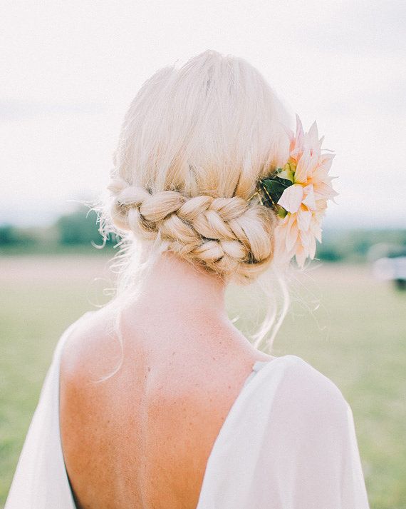 Platinum Blonde Thick Braid Into Bun Platinum Blonde Thick Braid Into Bun — Hairstyles for Wedding