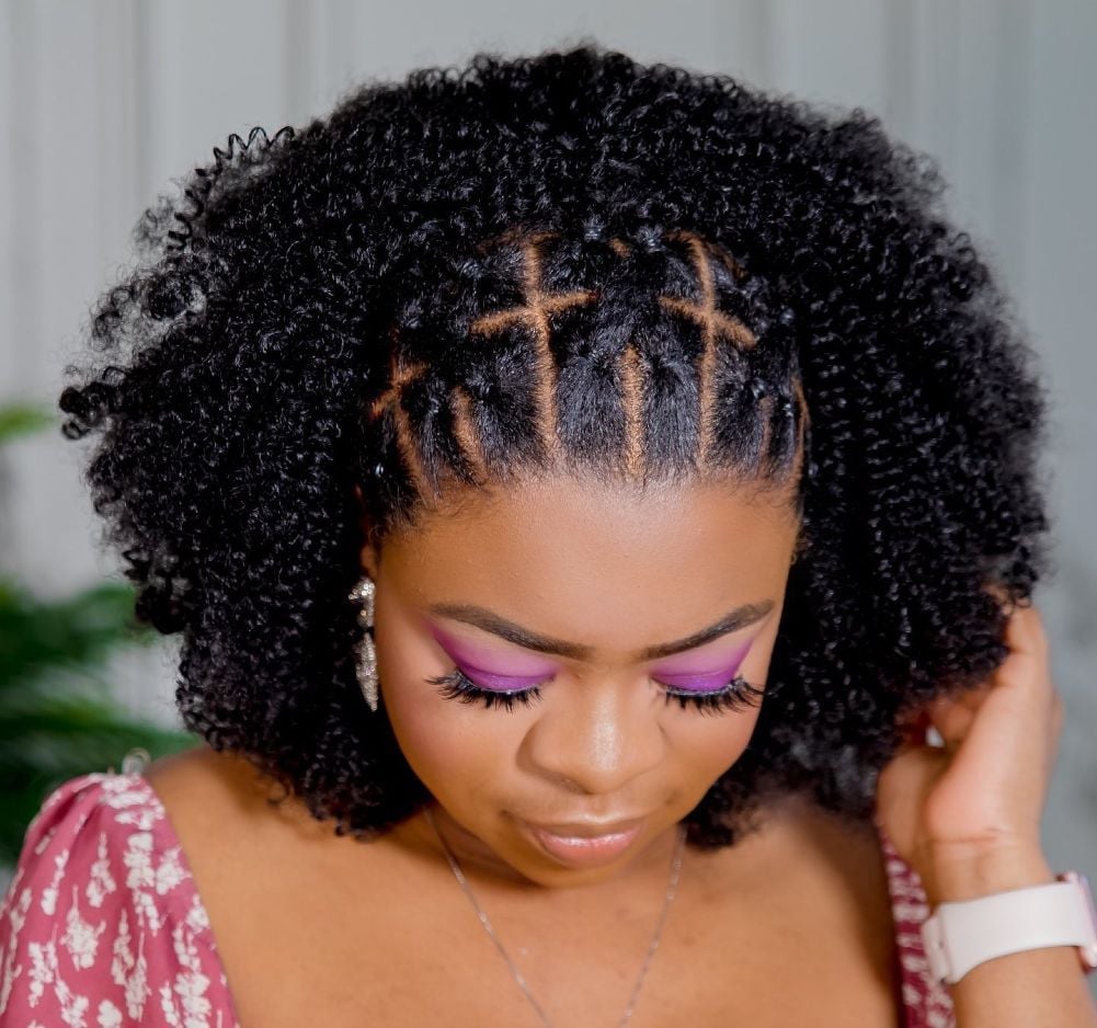 Shoulder Length Black Coily Hair With Braids, Layers — Hairstyles Pictures