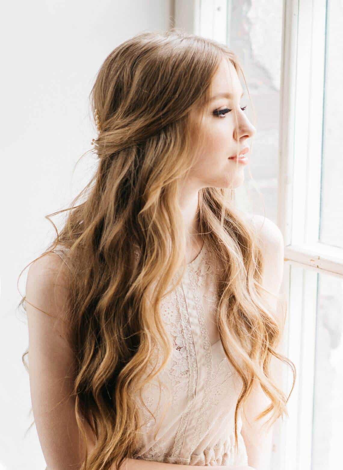 Mid-Back Blonde Waves With Crown Braid — Hairstyles to Do