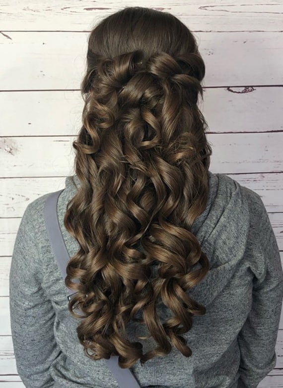 Long Dark Brown With Twisted Crown Curls — Hairstyles to Do