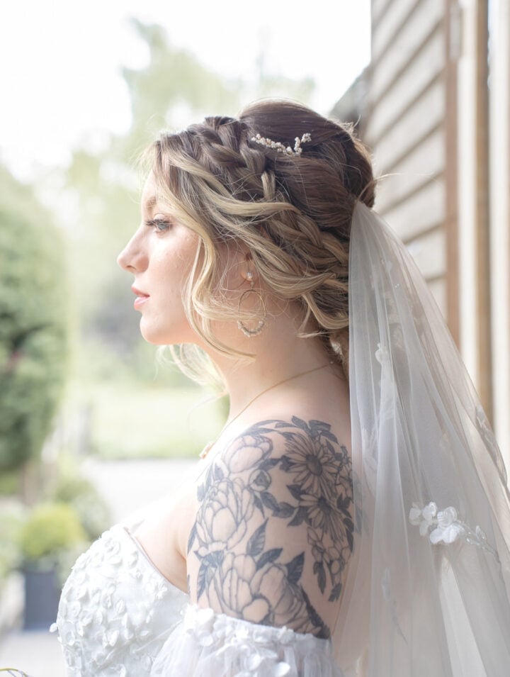 Blonde Mid-Back Braided Updo With Tendrils Blonde Mid-Back Braided Updo With Tendrils — Hairstyles with Veil