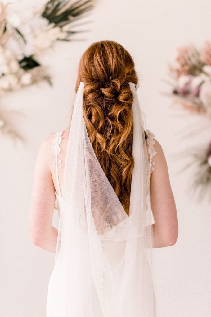 Long Red Wavy Braided Updo Long Red Wavy Braided Updo — Hairstyles with Veil