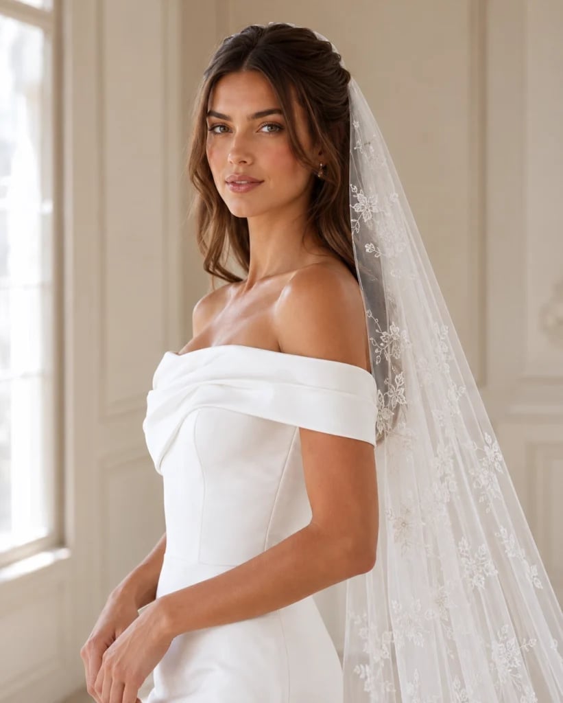 Sleek Chin Length Bun With Lace Veil and Ash Blonde With Highlights Sleek Chin Length Bun With Lace Veil and Ash Blonde With Highlights — Hairstyles with Veil