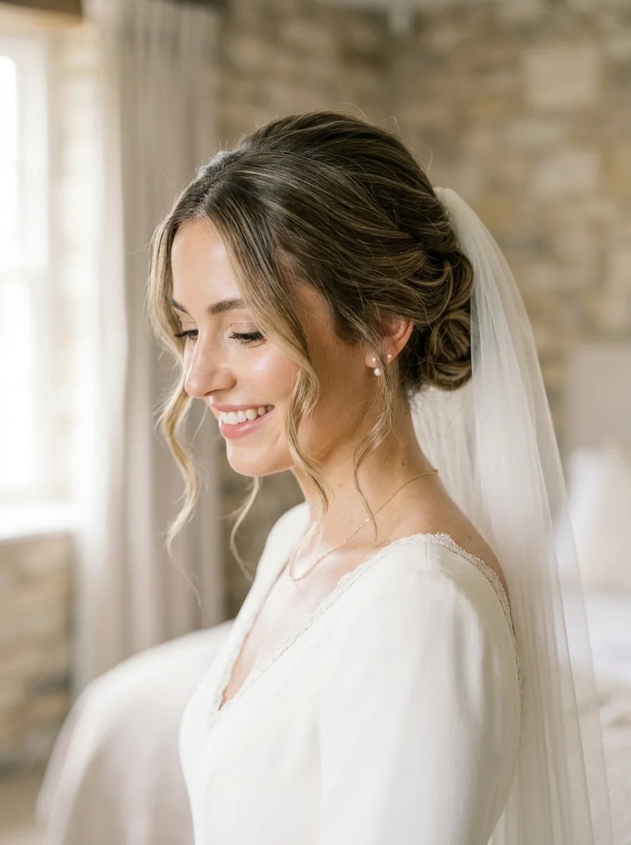 Ash Blonde Collarbone Waves With Curtain Bangs Ash Blonde Collarbone Waves With Curtain Bangs — Hairstyles with Veil