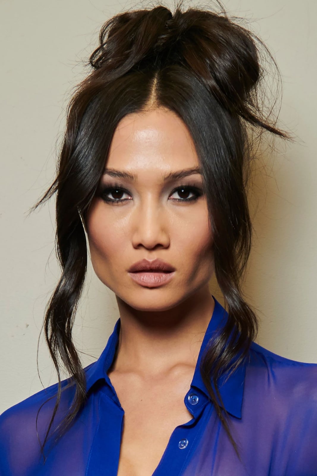 Dark Brown Wavy Updo Loose Tendrils Dark Brown Wavy Updo Loose Tendrils — High Bun Hairstyles