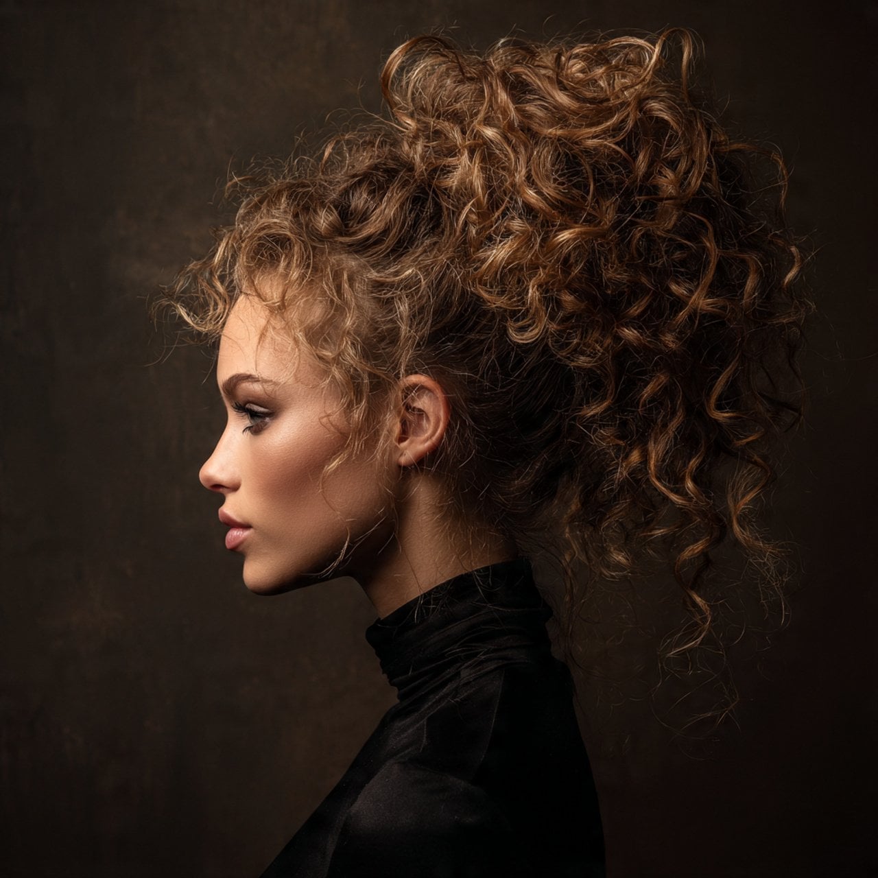 Voluminous Dark Brown Curly High Bun Voluminous Dark Brown Curly High Bun — High Bun Hairstyles