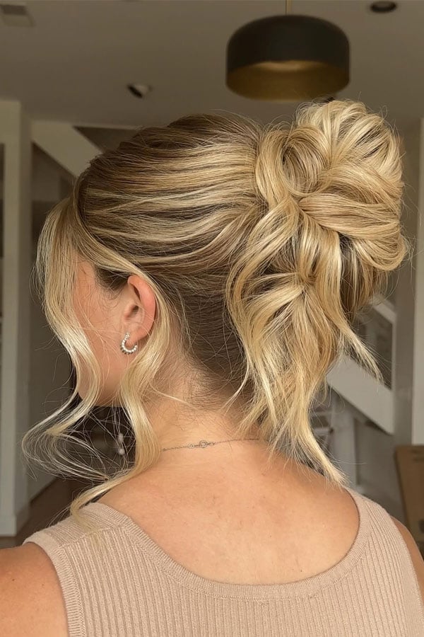 Voluminous Blonde Messy High Bun Voluminous Blonde Messy High Bun — High Bun Hairstyles