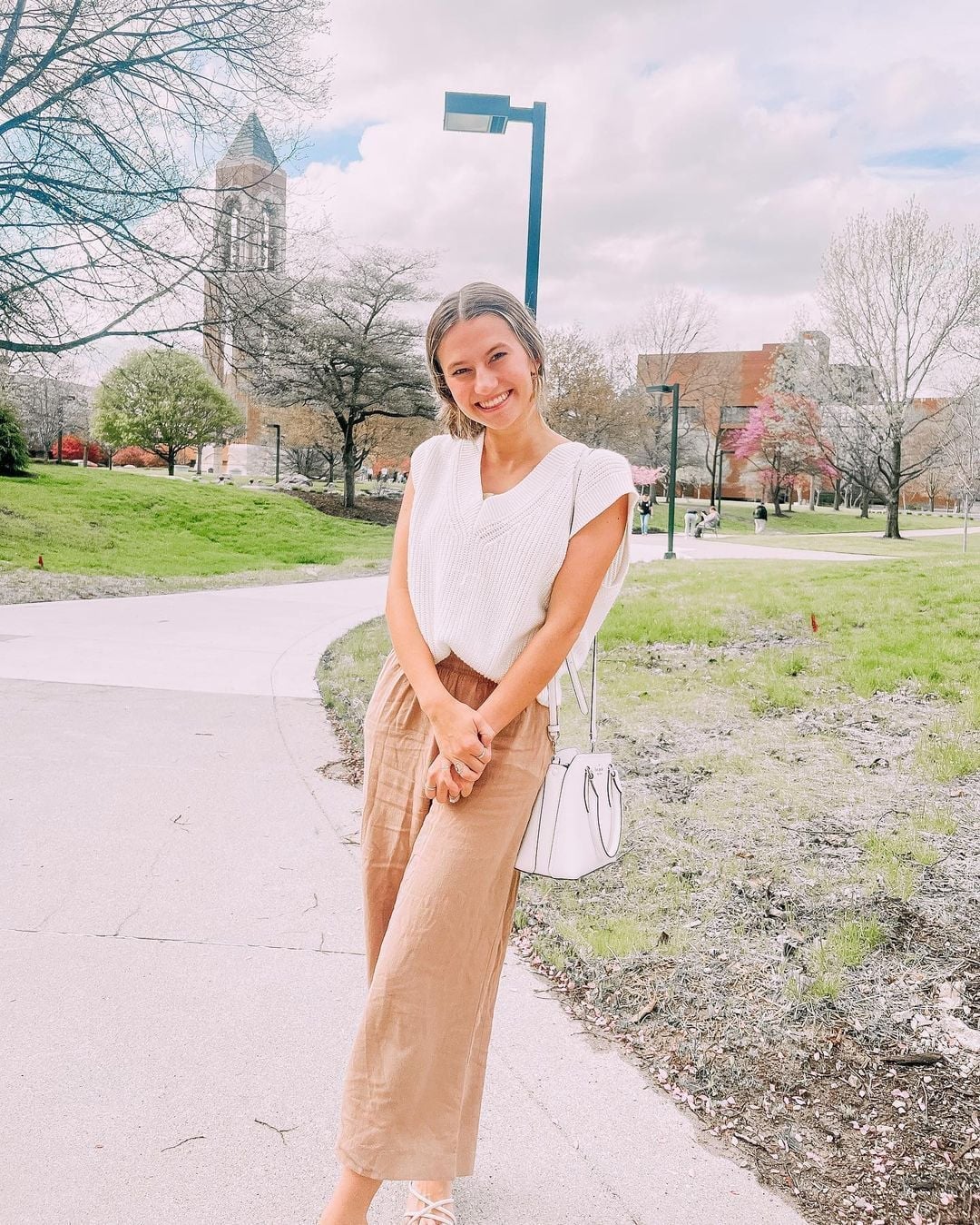 Sleeveless Sweater and Wide-Leg Trousers — High School Outfits