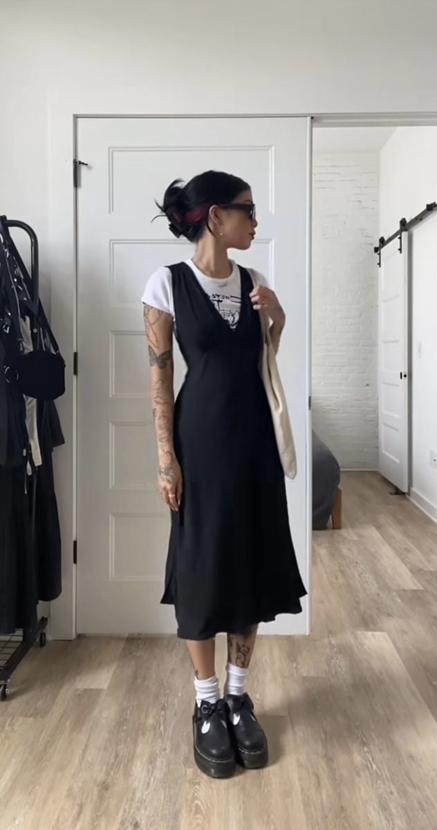 Slip Dress Over T-Shirt — High School Outfits