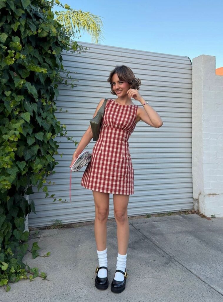 Plaid Sleeveless Mini Dress — High School Outfits