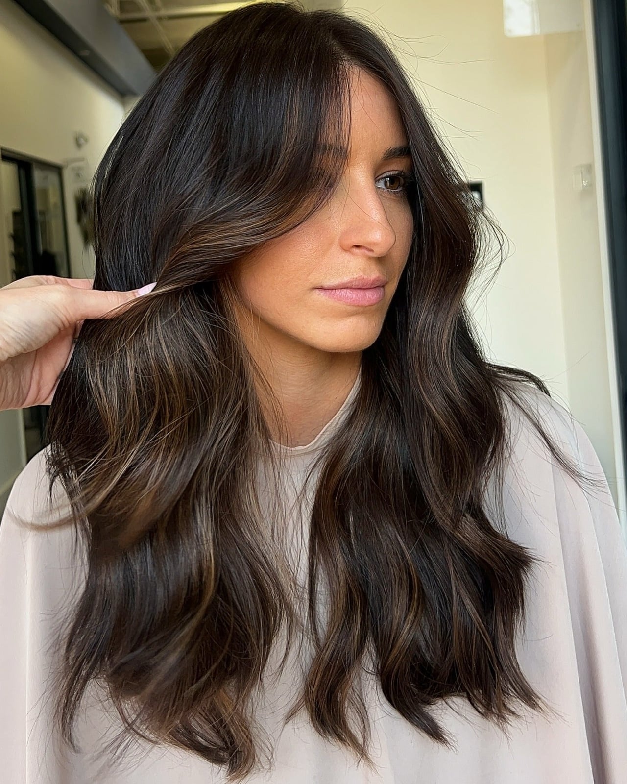 Subtle Lighter Brown Highlights On Dark Brown Mid-Back — Highlights Brown Hair