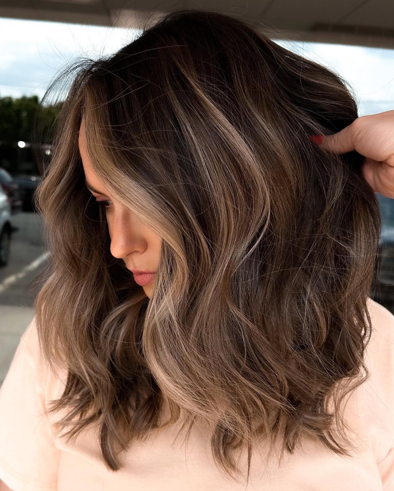 Ash Blonde Highlights On Dark Brown Chin Length Bob — Highlights Brown Hair