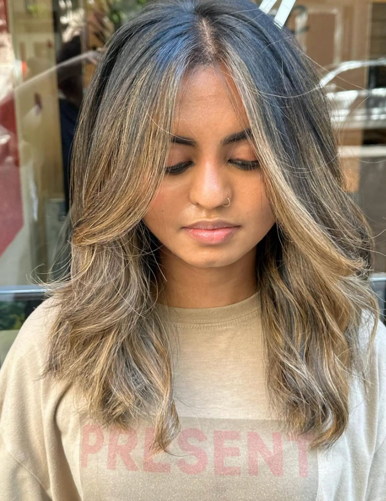 Medium Brown Collarbone With Lighter Highlights — Highlights in Brown Hair