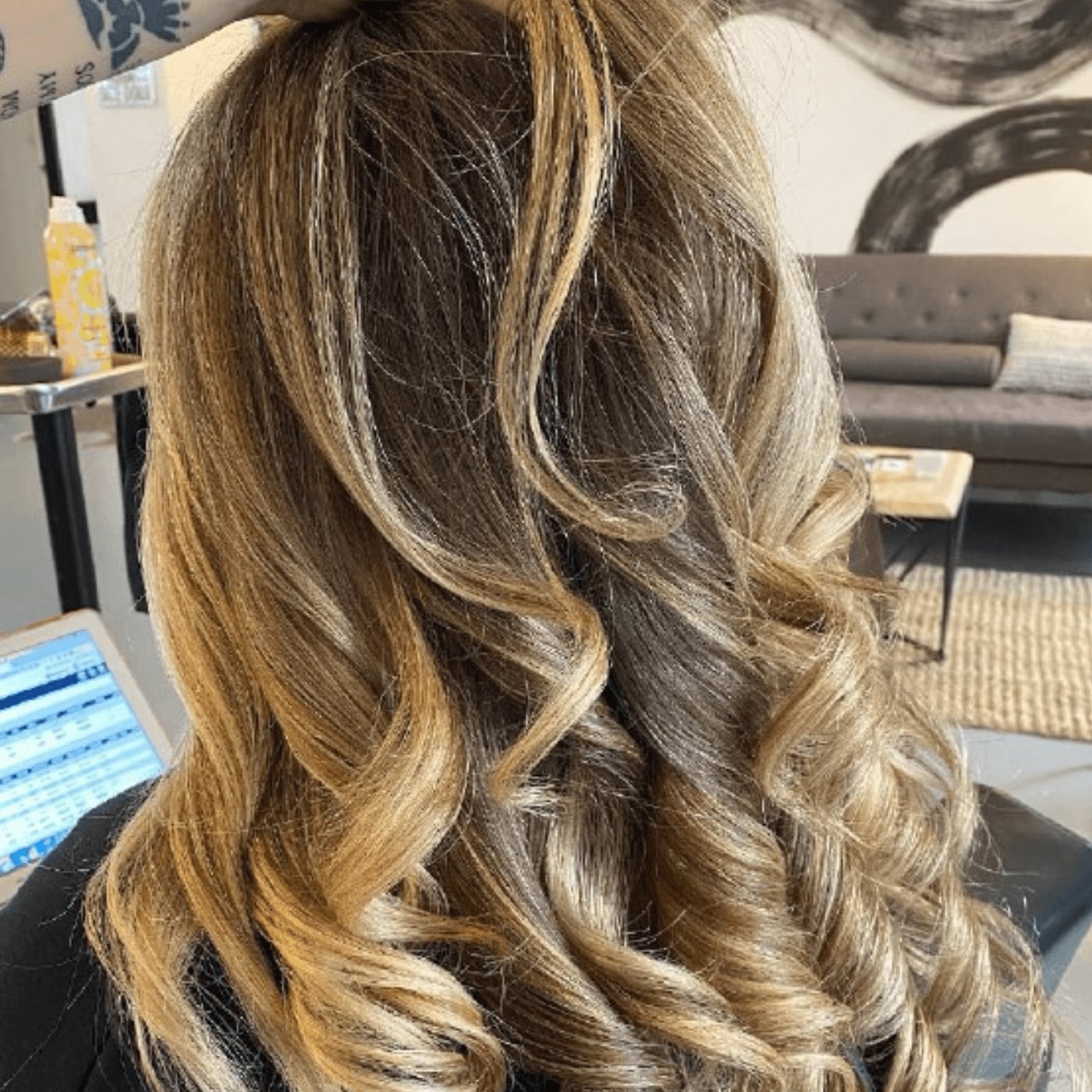 Brown Mid-Back Defined Curls With Blonde Highlights — Highlights in Brown Hair