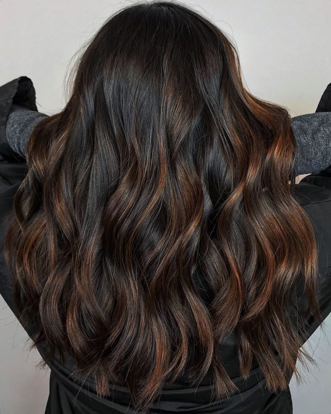 Dark Brown Mid-Back With Subtle Copper Highlights — Highlights in Brown Hair