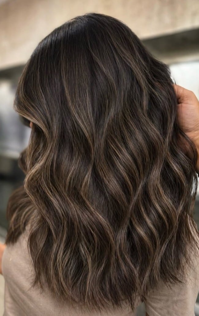 Dark Mushroom Brown With Beige Highlights — Highlights in Brown Hair