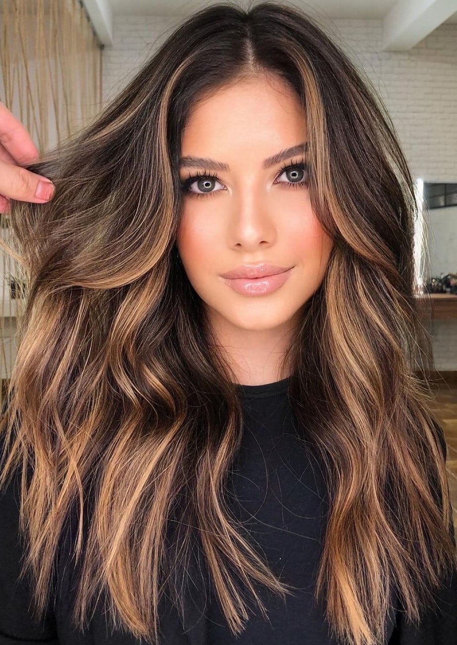 Mid-Back With Striking Blonde Highlights Mid-Back With Striking Blonde Highlights — Highlights on Dark Hair
