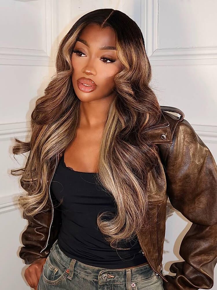 Mid-Back Loose Waves With Honey Blonde Highlights Mid-Back Loose Waves With Honey Blonde Highlights — Highlights Wig