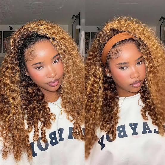 Shoulder Length Tight Curls With Blonde Highlights Shoulder Length Tight Curls With Blonde Highlights — Highlights Wig