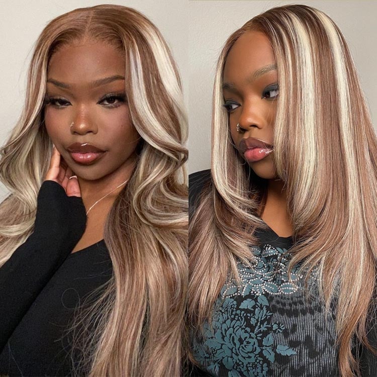 Mid-Back Wavy Blowout With Face-Framing Layers Mid-Back Wavy Blowout With Face-Framing Layers — Highlights Wig