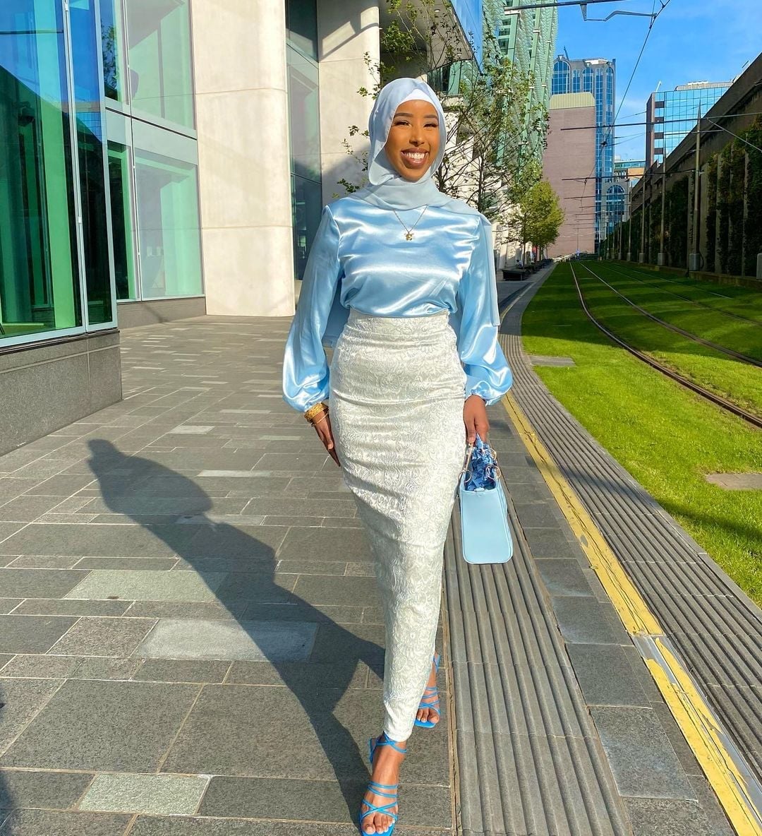 Satin Blouse and Lace Skirt for Daytime Events — Hijab Outfits