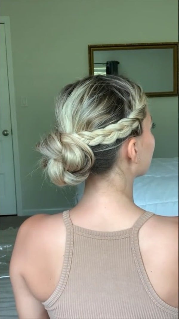 Mid-Back Braided Bun With Highlights Mid-Back Braided Bun With Highlights — Hiking Hairstyles