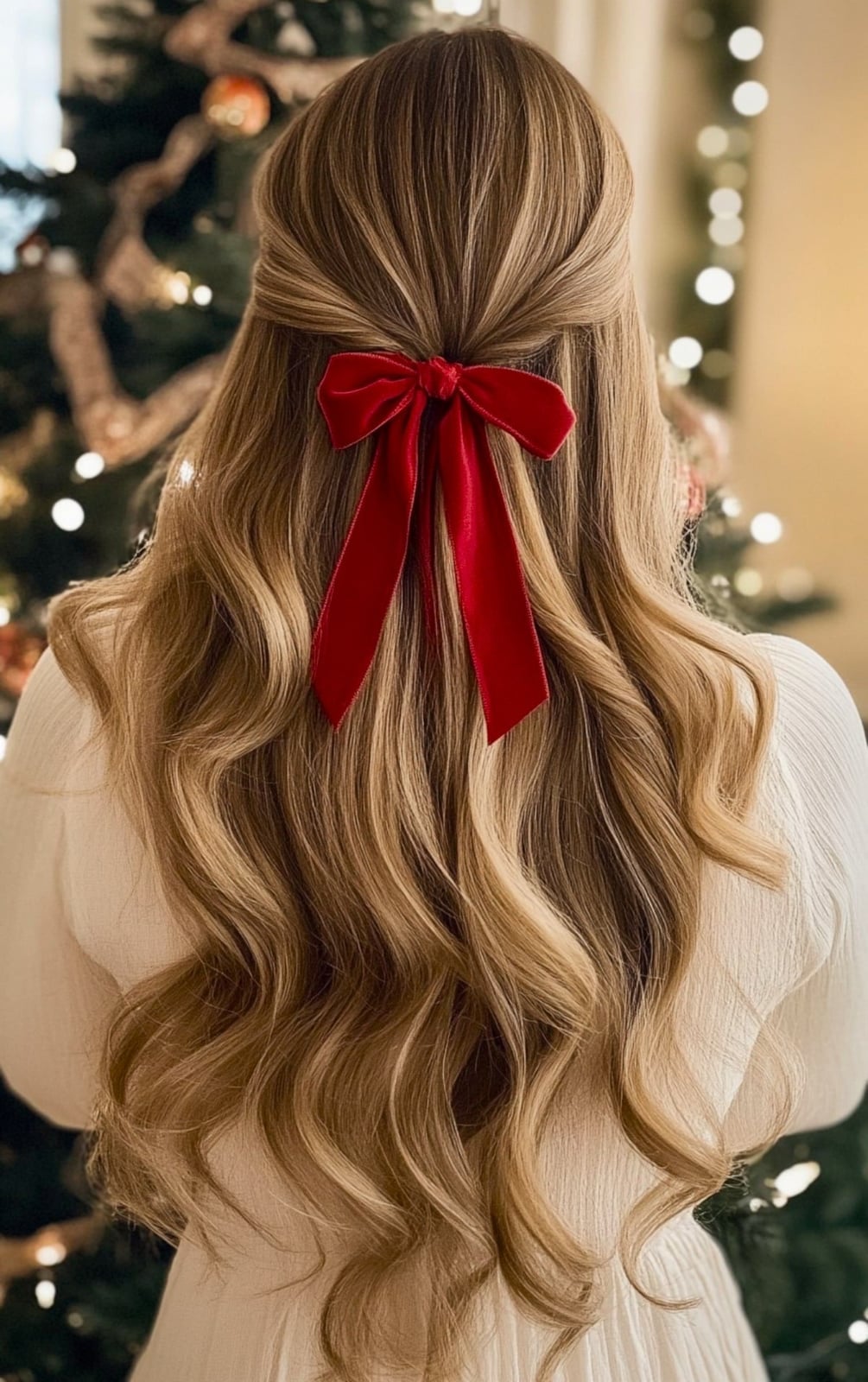 Honey Blonde Balayage Half Up Half Down Honey Blonde Balayage Half Up Half Down — Holiday Hairstyles