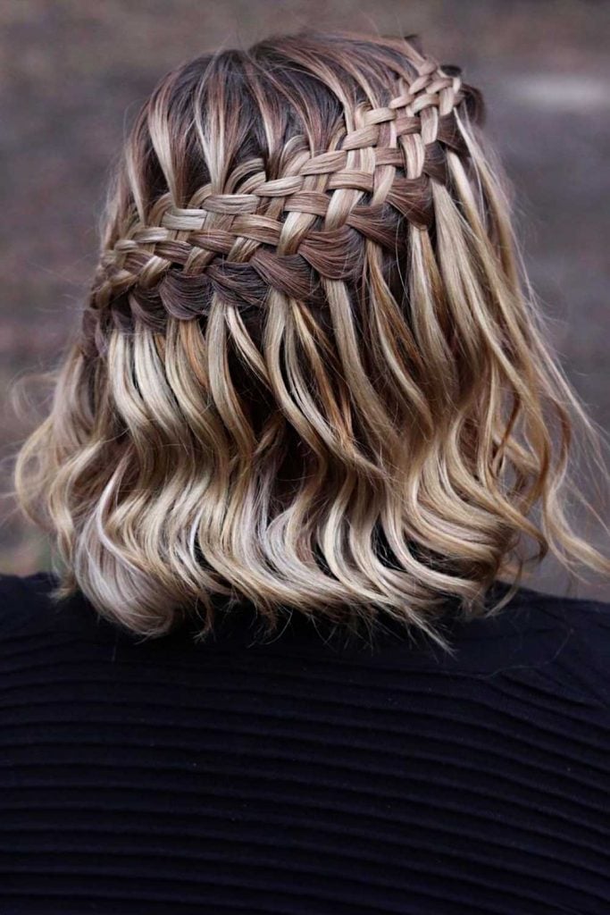 Blonde Bob With Waterfall Braid Blonde Bob With Waterfall Braid — Holiday Hairstyles