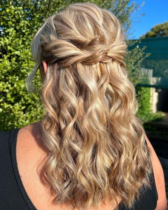 Blonde Balayage Braided Half Up Blonde Balayage Braided Half Up — Holiday Hairstyles