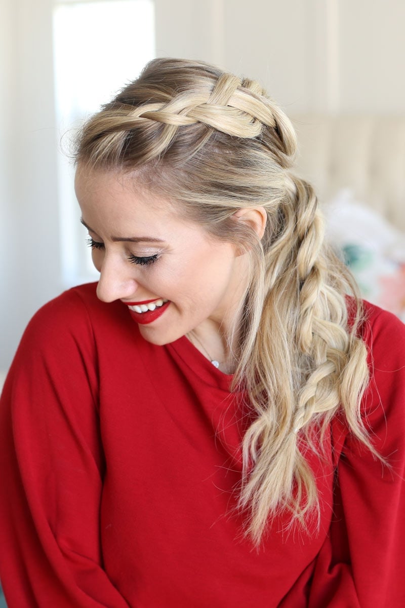 Light Blonde Braided Side Ponytail Light Blonde Braided Side Ponytail — Holiday Hairstyles