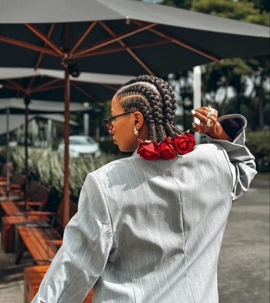 Black Cornrows With Red Roses Black Cornrows With Red Roses — Holiday Hairstyles
