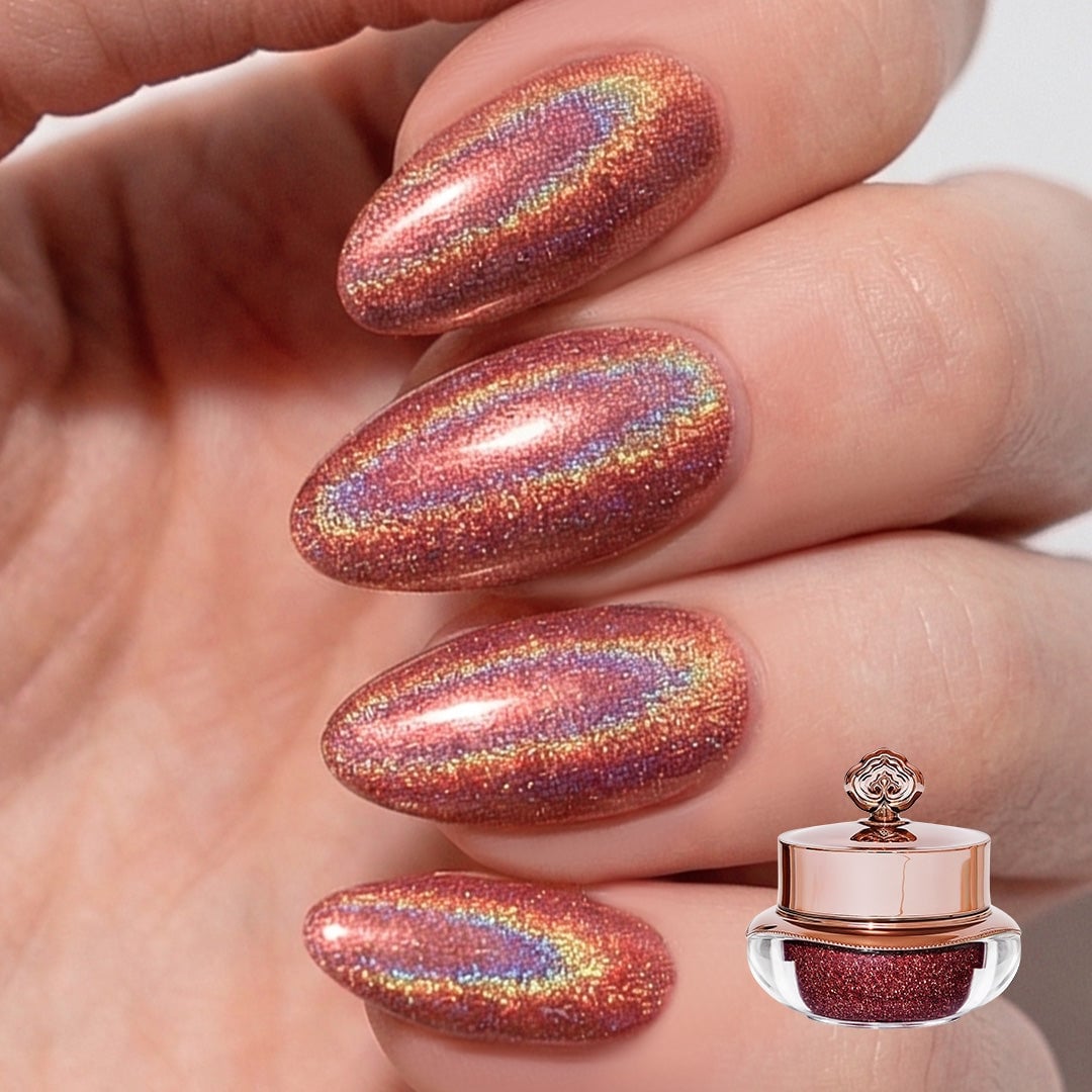 Reddish-Orange Holographic Glitter Short Oval Reddish-Orange Holographic Glitter Short Oval — Holographic Nails