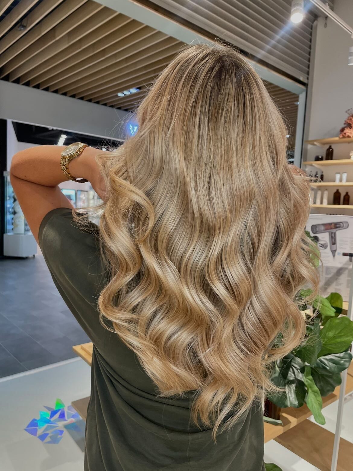 Rich Mid-Back Honey Blonde Balayage, Thick