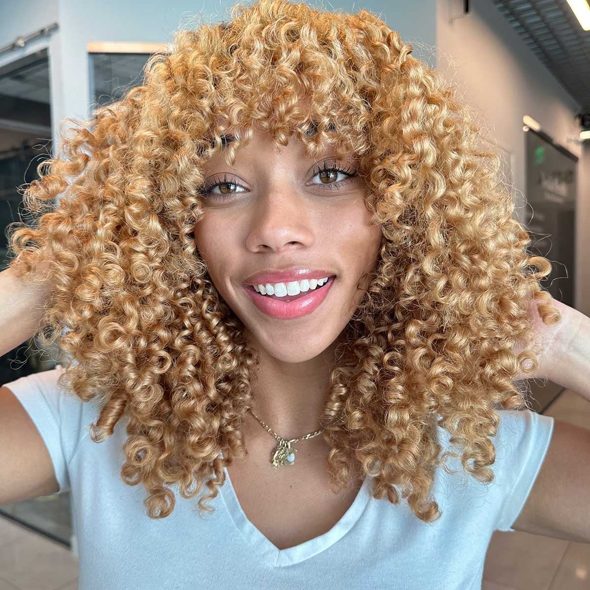 Vibrant Honey Blonde Shoulder Length Blowout — Honey Blonde Hair