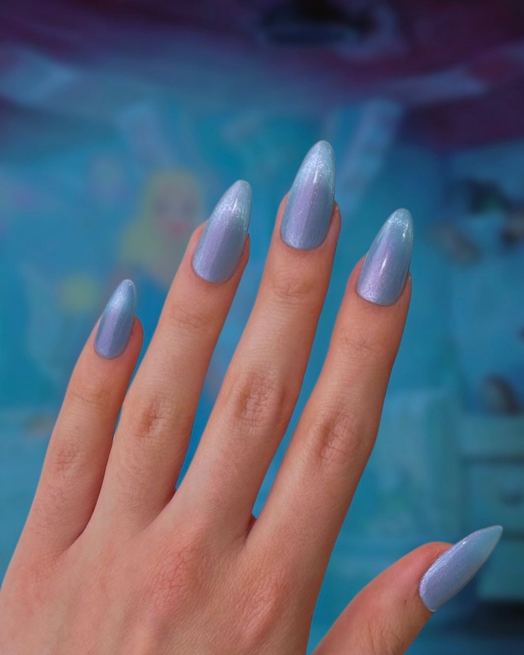 Magnetic Cat Eye Icy Blue Stiletto Nails — Icy Blue Nails