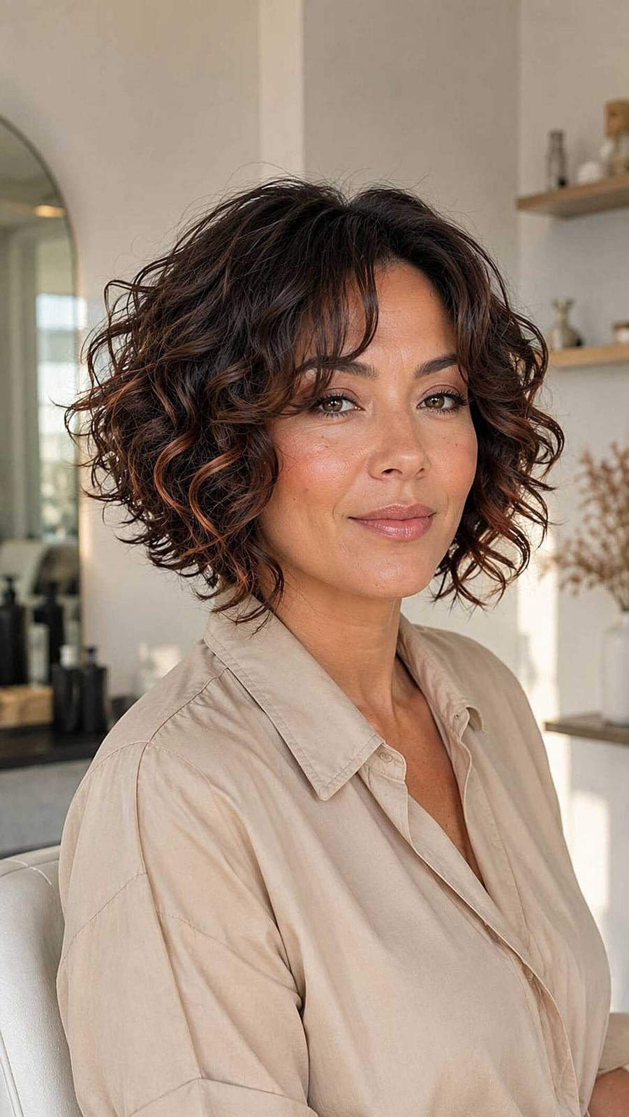 Dark Brown Bob With Copper Highlights Dark Brown Bob With Copper Highlights — Inverted Bob