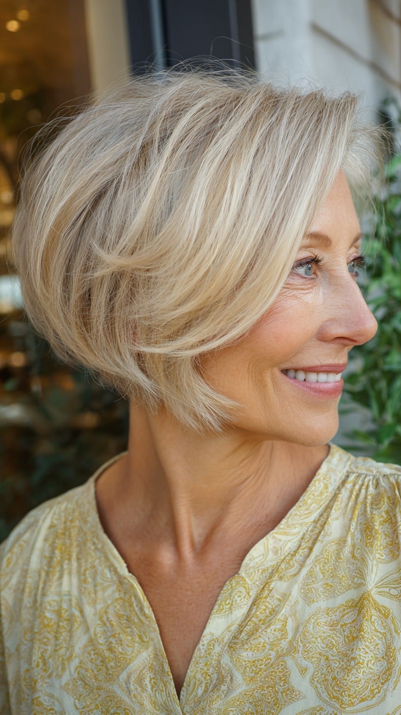 Ash Blonde Chin Length Bob With Blunt Ends Ash Blonde Chin Length Bob With Blunt Ends — Inverted Bob