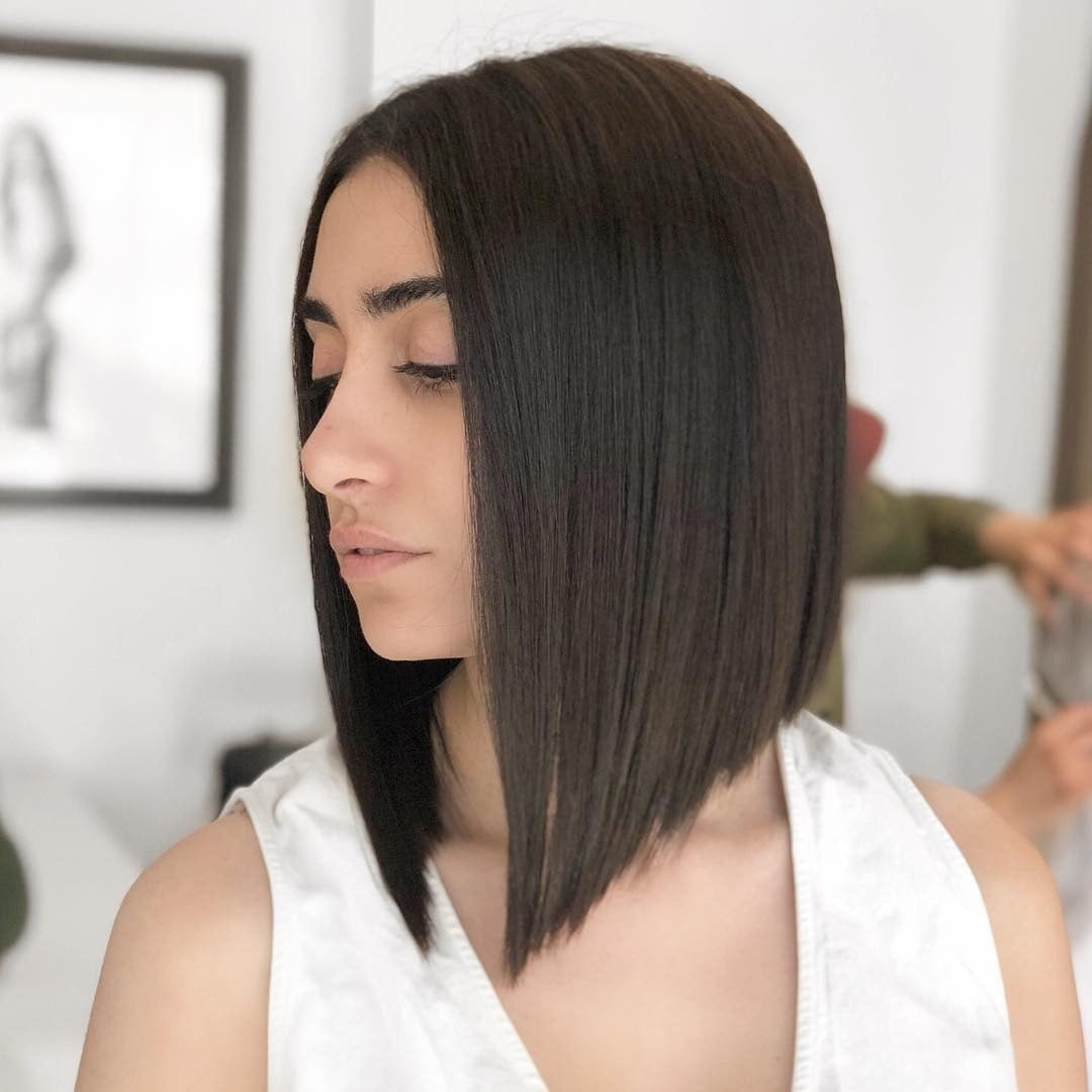 Dark Brown Inverted Bob With Sharp Angle Dark Brown Inverted Bob With Sharp Angle